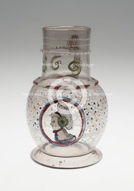 Jug with the Head of a Woman, Bohemia, 1597. Creator: Bohemia Glass.