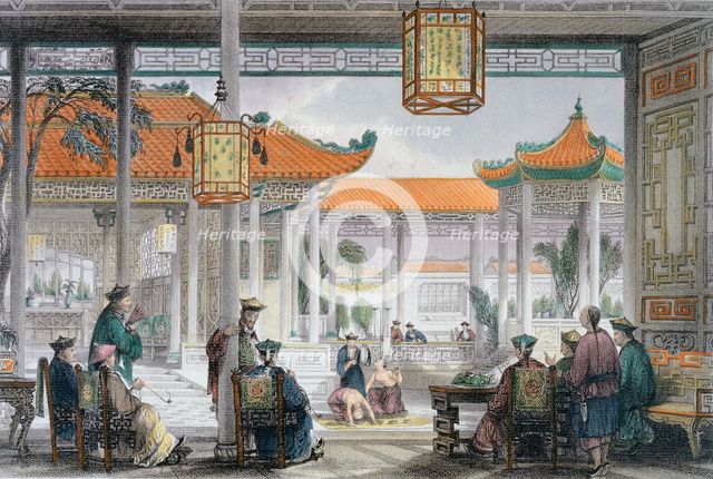 'Jugglers Exhibiting in the Court of a Mandarin's Palace', China, 1843. Creator: Thomas Allom.