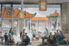 Jugglers Exhibiting in the Court of a Mandarin's Palace China, 1843. Creator: Thomas Allom