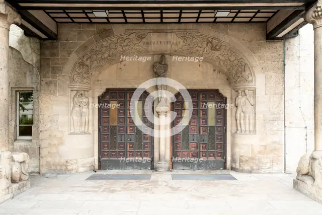 Jugentil Doors and carvings, Department of Philosophy, Jena University, Jena, Germany, 2018.  Artist: Alan John Ainsworth.