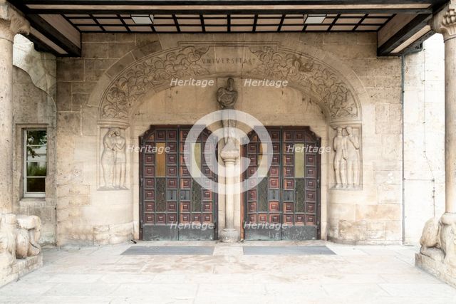 Jugentil Doors and carvings, Department of Philosophy, Jena University, Jena, Germany, 2018.  Artist: Alan John Ainsworth.