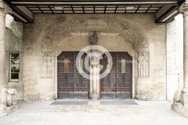 Jugentil Doors and carvings, Department of Philosophy, Jena University, Jena, Germany, 2018.  Artist: Alan John Ainsworth.
