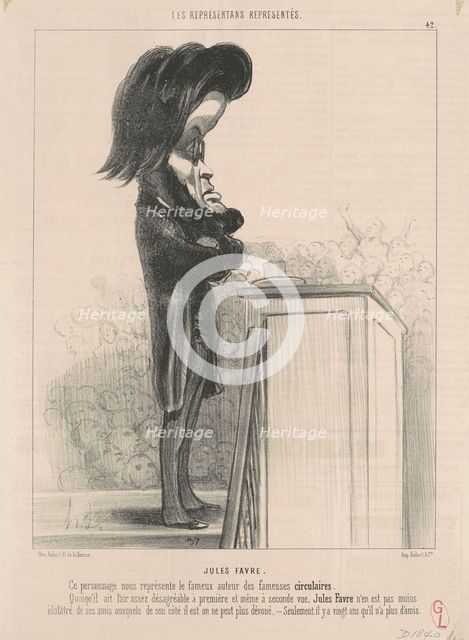Jules Favre, 1849. Creator: Honore Daumier.