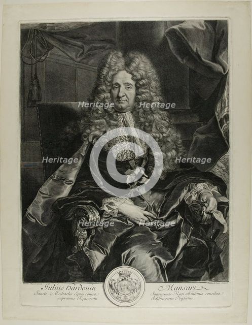 Jules Hardouin Mansart, 1704. Creator: Gerard Edelinck.