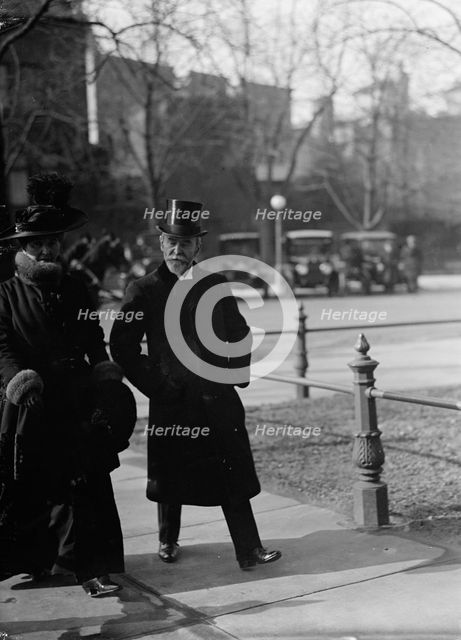 Jules J. Jusserand, Ambassador from France with Mme. Jusserand at Funeral of Maj. A.P..., 1917. Creator: Harris & Ewing.