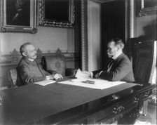 Jules Martin Cambron, 1845-1935, and John Milton Hay, 1838-1905, at exchange..., c1899 May 4. Creator: Unknown