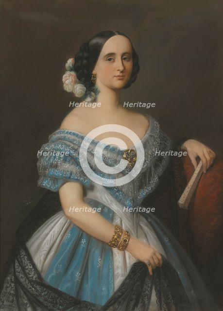 Julie (Julia Mathilda) Berwald, nee Åkerhielm af Margrethelund (1822-1877), opera singer..., 1860. Creator: Maria Rohl.