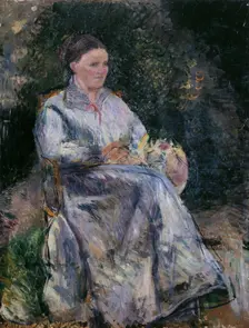 Julie Pissarro au jardin, c.1874. Creator: Camille Pissarro