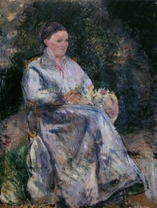 Julie Pissarro au jardin, c.1874. Creator: Camille Pissarro