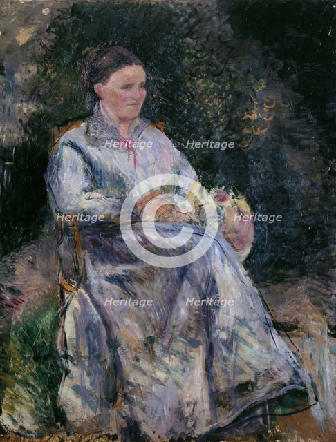 Julie Pissarro au jardin, c.1874. Creator: Camille Pissarro.