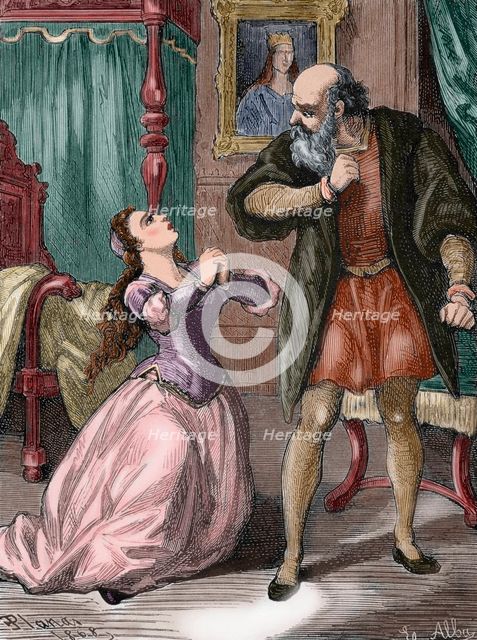 Juliet begs her father's pardon, 1868.  Creator: Alba.