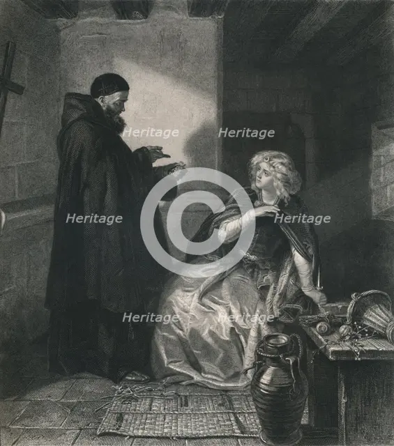 'Juliet in the Cell of Friar Lawrence (Romeo and Juliet)', c1870. Artist: Herbert Bourne.