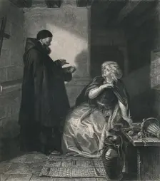 Juliet in the Cell of Friar Lawrence (Romeo and Juliet) c1870. Artist: Herbert Bourne