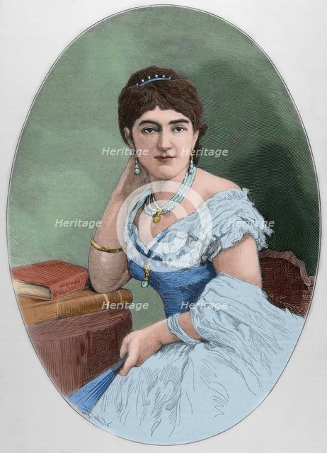 Juliette Adam (Juliette Lambert), (1836-1936), French writer and feminist, 19th century.  Creator: A. Carretero.