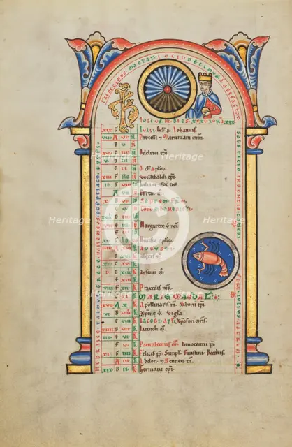Julius Caesar; Zodiacal Sign of Cancer; Stammheim Missal, probably 1170s. Creator: Unknown.