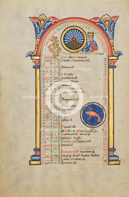 Julius Caesar; Zodiacal Sign of Cancer; Stammheim Missal, probably 1170s. Creator: Unknown.