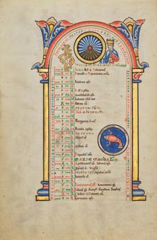 Julius Caesar; Zodiacal Sign of Cancer; Stammheim Missal, probably 1170s. Creator: Unknown