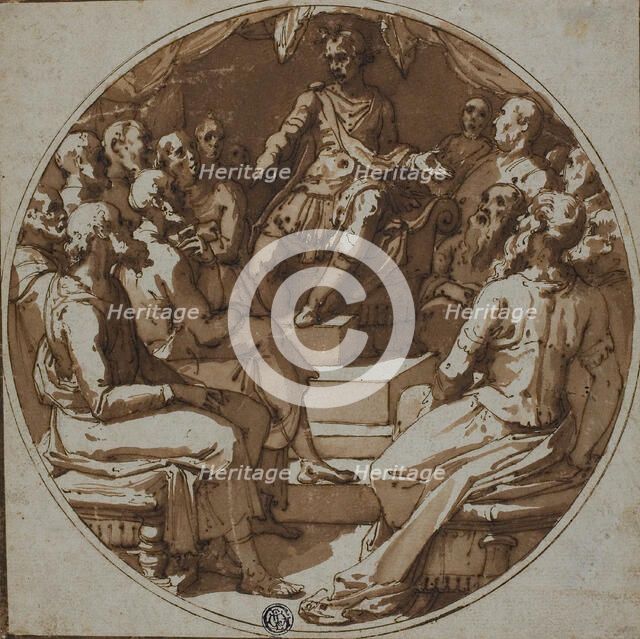 Julius Caesar Addressing Senators, 1560/62. Creator: Workshop of Taddeo Zuccaro Italian, 1529-1566.