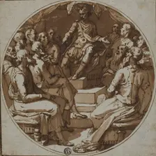 Julius Caesar Addressing Senators, 1560/62. Creator: Workshop of Taddeo Zuccaro Italian, 1529-1566