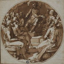 Julius Caesar Addressing Senators, 1560/62. Creator: Workshop of Taddeo Zuccaro Italian, 1529-1566