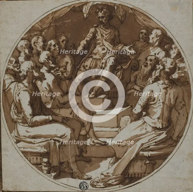 Julius Caesar Addressing Senators, 1560/62. Creator: Workshop of Taddeo Zuccaro Italian, 1529-1566.