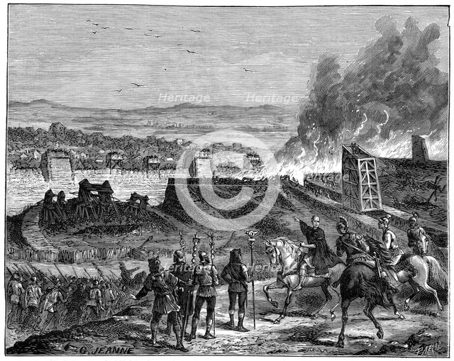 Julius Caesar laying siege to Alesia, Gaul, 52 BC (1882-1884). Artist: Unknown