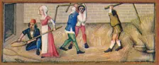 July - threshing, 15th century, (1939). Creator: Robinet Testard