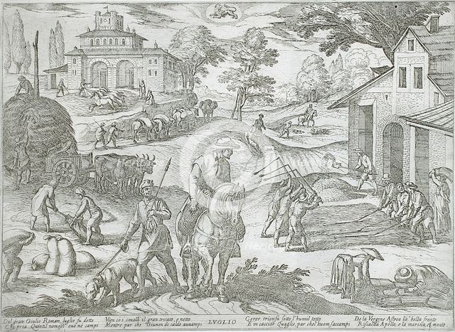 July: Threshing, published 1599. Creator: Antonio Tempesta.