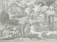 July: Threshing, published 1599. Creator: Antonio Tempesta