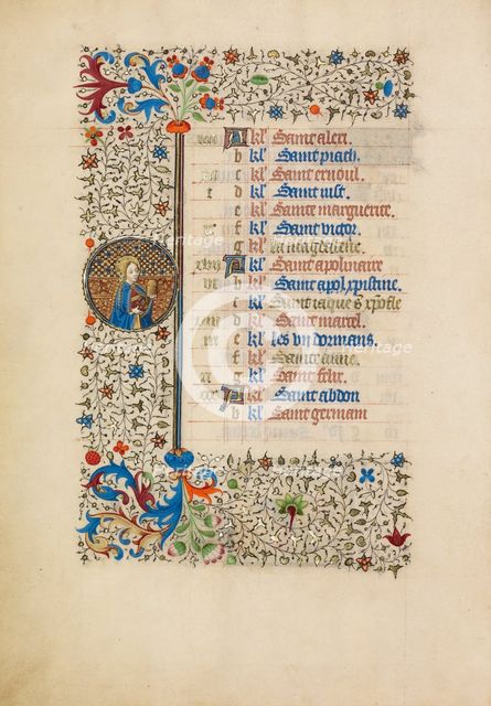 July Calendar Page: Mary Magdalene; Book of Hours, about 1440-1450. Creator: Workshop of the Bedford Master.