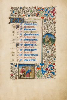 July Calendar Page: Reaping: Leo; Book of Hours, about 1440-1450. Creator: Workshop of the Bedford Master