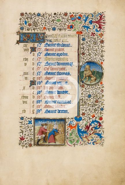 July Calendar Page: Reaping: Leo; Book of Hours, about 1440-1450. Creator: Workshop of the Bedford Master.