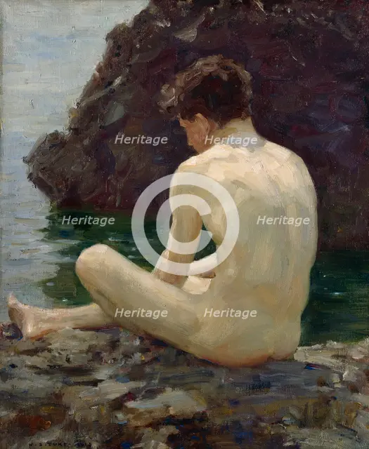 July Sun, 1913. Creator: Henry Scott Tuke.