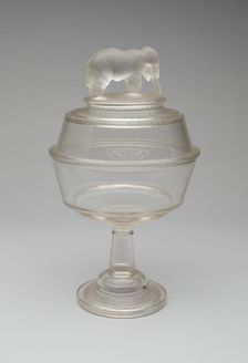 Jumbo/Elephant pattern covered compote on pedestal, 1883/5. Creator: Canton Glass Company