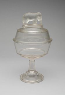 Jumbo/Elephant pattern covered compote on pedestal, 1883/5. Creator: Canton Glass Company
