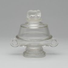 Jumbo/Elephant pattern covered butter dish, 1883/5. Creator: Canton Glass Company