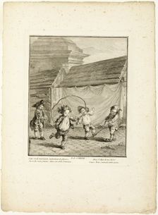 Jump Rope, from The Games of the Urchins of Paris, 1770. Creator: Jean Baptiste Tilliard