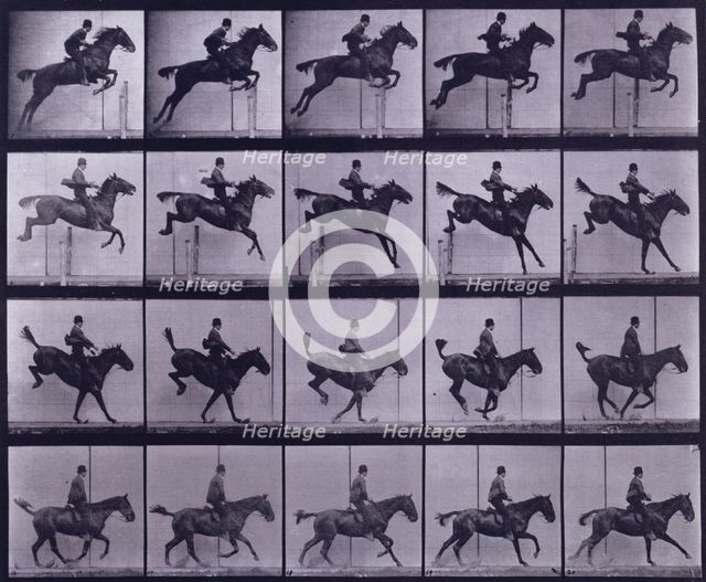 Jumping a hurdle,  1872-1885. Creator: Eadweard J Muybridge.