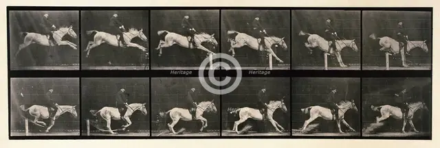 Jumping a hurdle, 1872-1885. Creator: Eadweard J Muybridge.