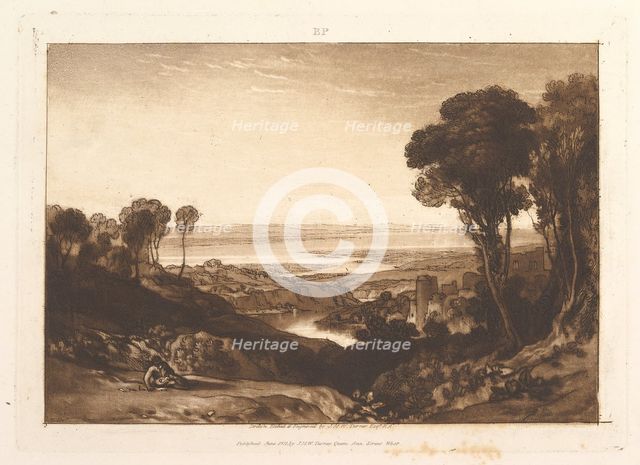 Junction of Severn and Wye (Liber Studiorum, part VI, plate 28), June 1811. Creator: JMW Turner.