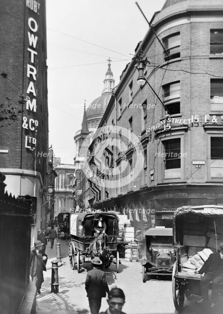 Junction of Watling Street and Friday Street, City of London. Creator: Unknown.