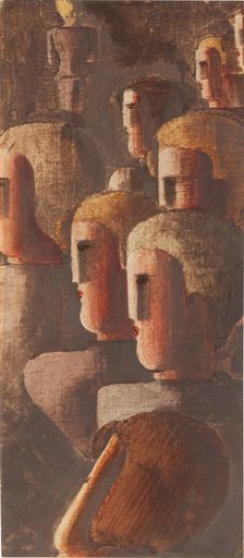 Jünglingsgruppe in Braun (Group of young men in brown), 1928. Creator: Schlemmer, Oskar (1888-1943)