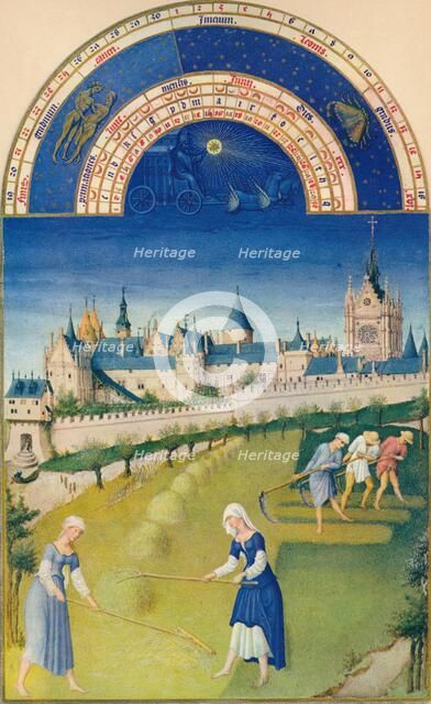 June - the palace and the Sainte-Chapelle, 15th century, (1939). Creators: Hermann Limbourg, Jean Limbourg, Paul Limbourg, Jean Colombe.