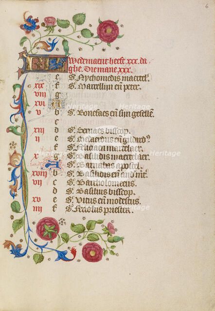 June Calendar Page; Book of Hours, after 1460. Creator: Unknown.