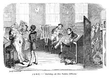 June - Holiday at the Public Offices c1836.Artist: George Cruikshank