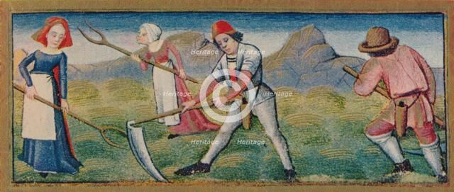 June - mowing, 15th century, (1939). Creator: Robinet Testard.
