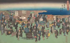 Junkei machi Yomise no Zu, ca. 1828., ca. 1828. Creator: Ando Hiroshige
