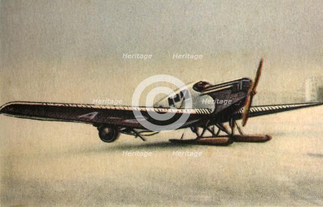Junkers F13 L plane with snow skids, 1920s, (1932).  Creator: Unknown.