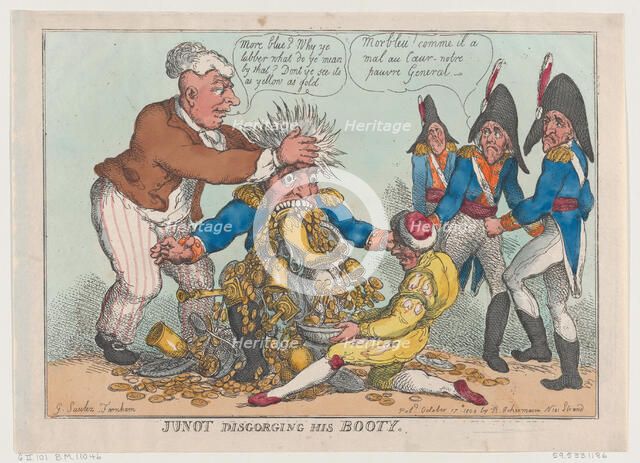 Junot Disgorging His Booty, October 17, 1808., October 17, 1808. Creator: Thomas Rowlandson.