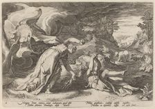 Juno Turning Callisto into a Bear, c. 1589. Creator: Goltzius, Workshop of Hendrick